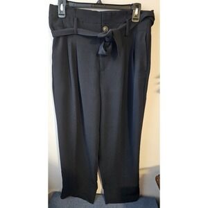Madewell High-Rise Paperbag Waist Pants Black Tie Belt Pleated Women's 4P